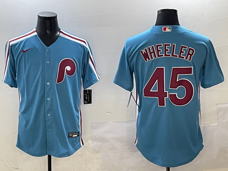 Men's Philadelphia Phillies Zack Wheeler #45 Light Blue Limited Jersey